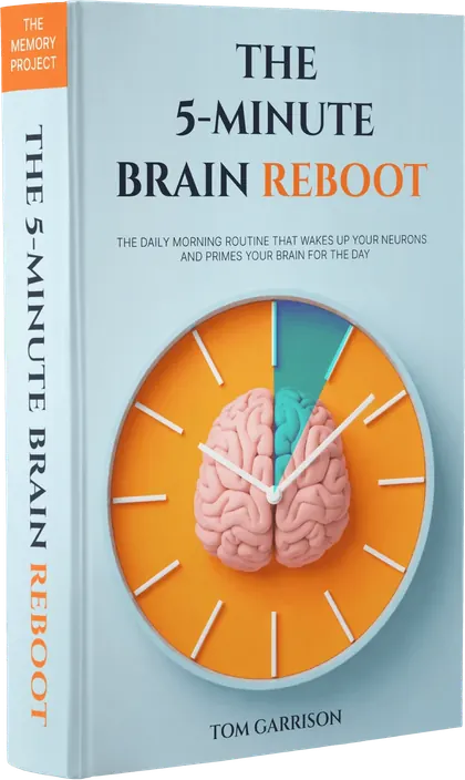 Cover of The 5-Minute Brain Reboot e-book with a brain on a clock face